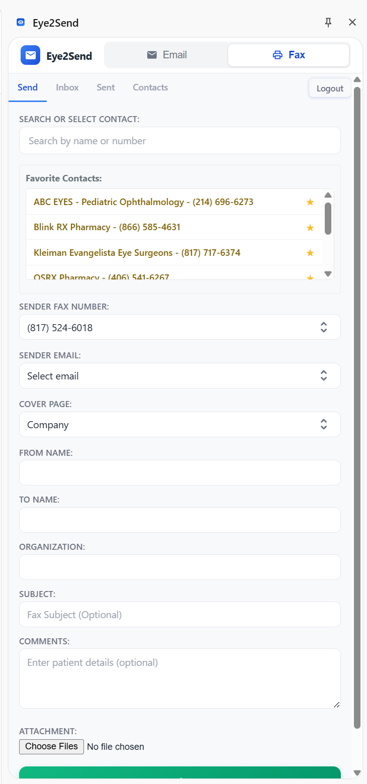 Email workflow interface from the EHR Chrome extension